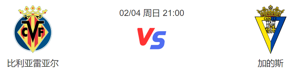 西甲比利亚雷亚尔VS加的斯：两队实力悬殊!